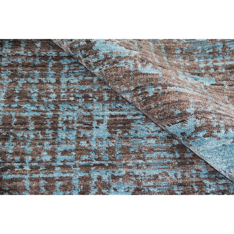 Area Rug in Brown/Teal, Rectangle 8' x 10'