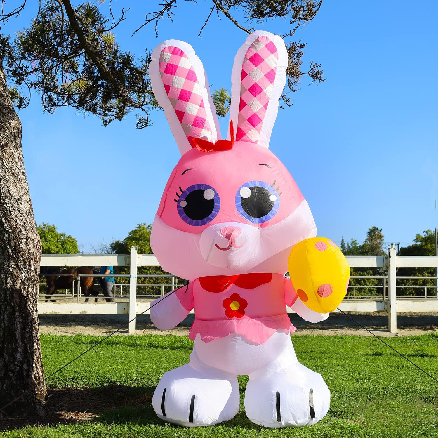The Holiday Aisle® Easter Inflatable 5 Ft Pink Easter Bunny Inflatables Outdoor Decorations Blow