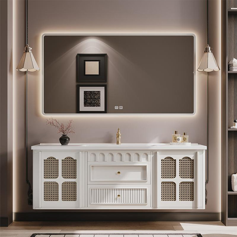 American retro style bathroom cabinet., White, 19.69" H x 47.64" W x 19.69" D