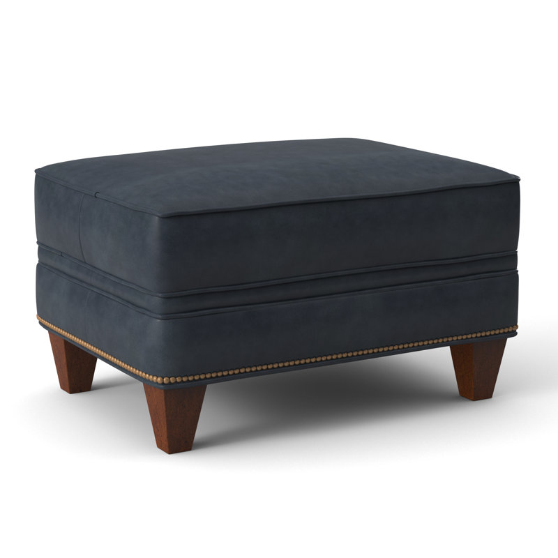 Taraval Ottoman, Aline Fumo Genuine Leather, New Classiques, French Natural