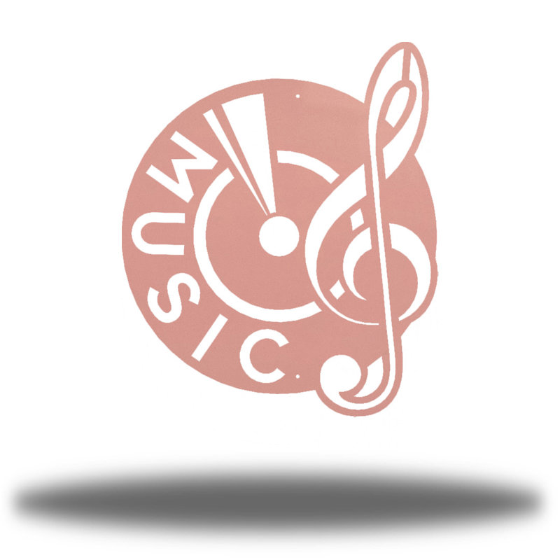 Décoration murale disque de musique en métal, Rose, H 18 po x l 18 po x P 0,06 po