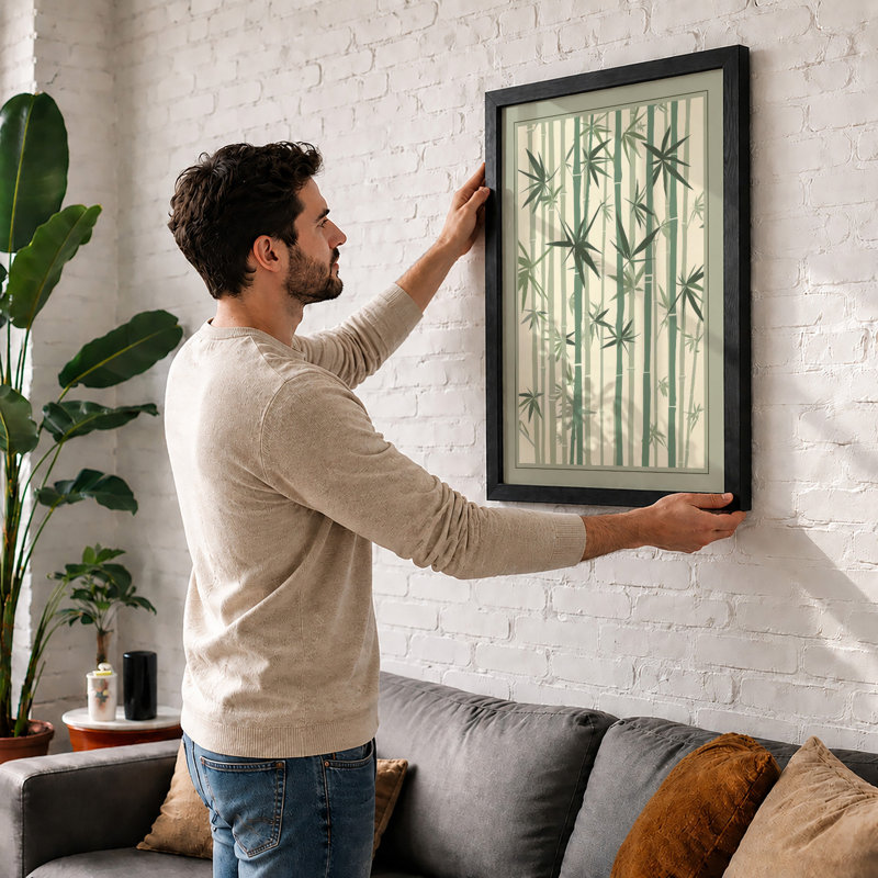 Bamboo Forest Japandi - Framed Print, Unframed, A3 - 42.0 x 29.7 cm