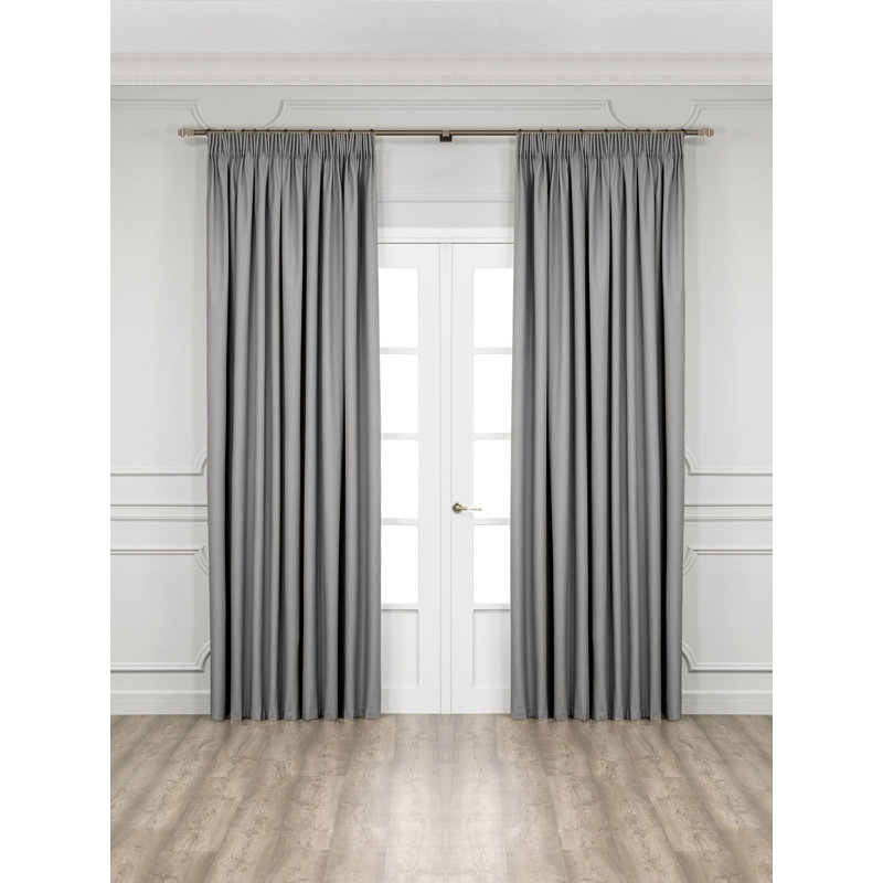 Muskell Cotton Blend Semi Sheer Curtain Pair, 102" x 108", Grey