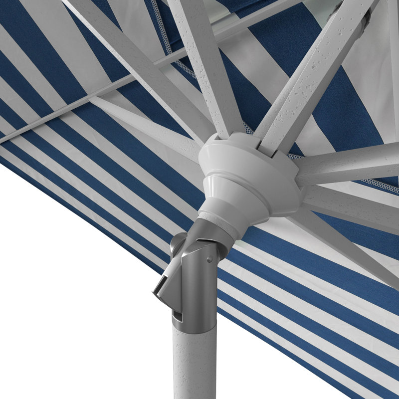 Parasol de patio blanc mat 11 pi., Blanc / Bleu
