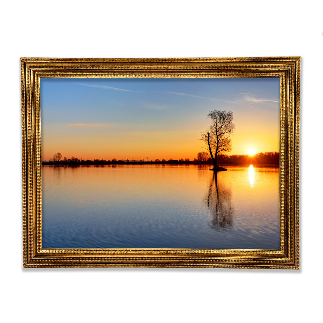 Gerahmter Fotodruck Sunset Above The Trees River