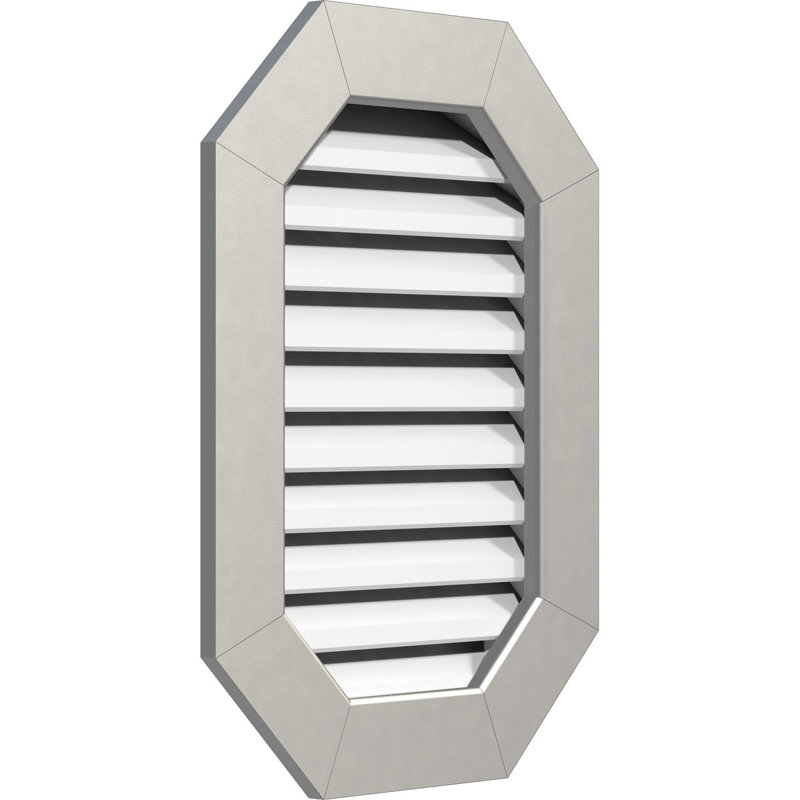 Évent à pignon octogonal vertical en PVC avec cadre plat blanc, H 31 po x l 29 po x P 3 po
