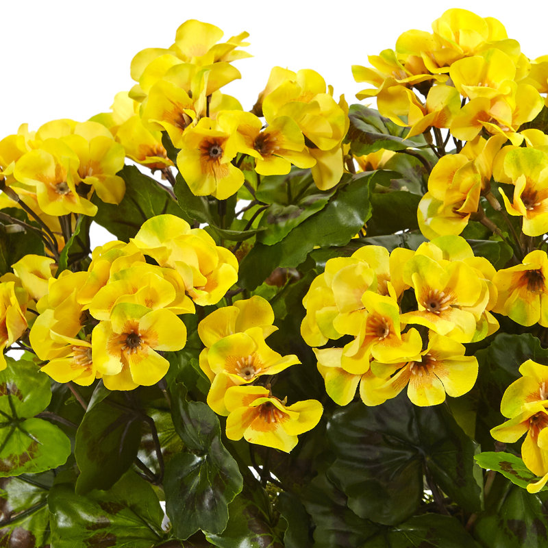 Geranium Silk Plant in Rectangular Planter, UV Resistant (Indoor/Outdoor), Yellow