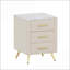 Table de chevet rembourrée beige à 3 tiroirs Plateau marbré