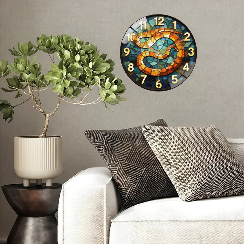 Horloge murale rétro en verre coloré 12 po