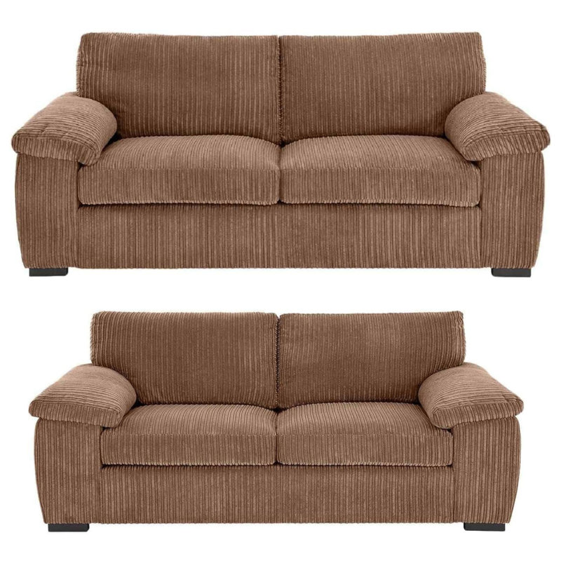Soft Jambo Cord 3 and 2 Seater Sofa Set for Modern Living Room, Brown
