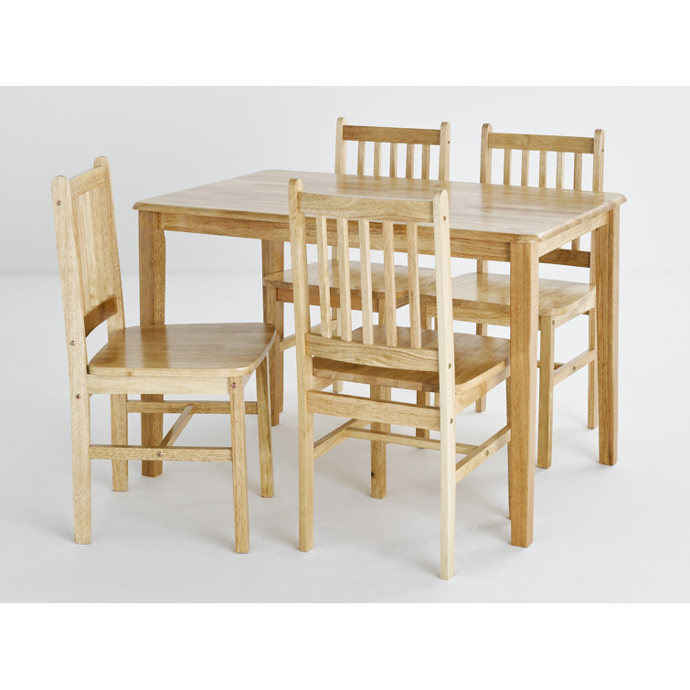 Callaway 4 - Person Rubberwood Solid Wood Dining Set