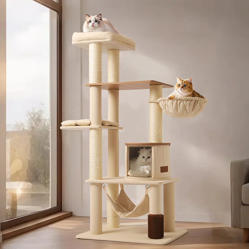 5 Tiers Cat Tree with Condons,Perch,Scratching Posts