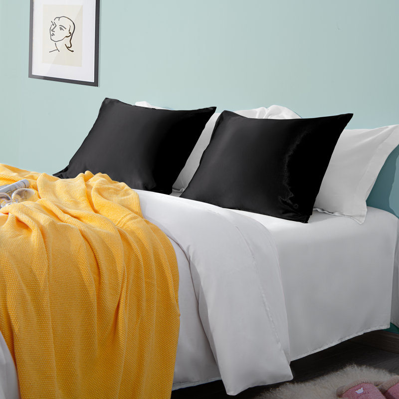 Pillowcases, Satin Luxurious Pillowcases with Envelope Closure - NTBAY, Black, Standard Pillowcase