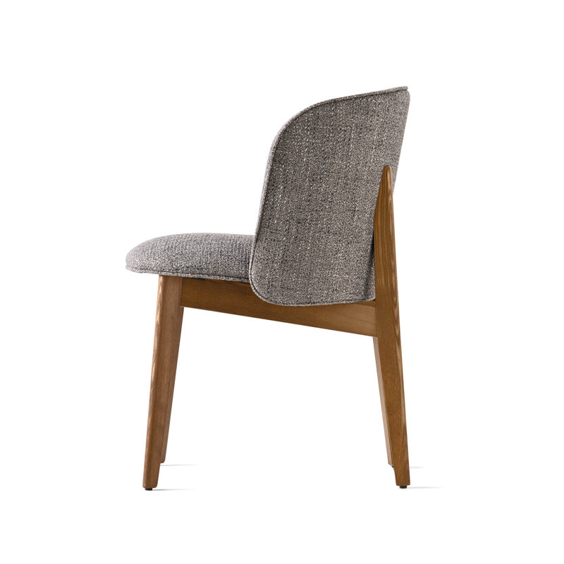 Abrey Upholstered Armchair with Wooden Base, Taupe, Walnut