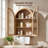 Modern Arched Wall Mounted Storage Cabinet with Glass Doors, Wooden Display Cabinet with 2 Shelves for Laundry Room,Living Room,Kitchen, 23.62" W x 9.45" D x 34.65" H-371107433-371107435
