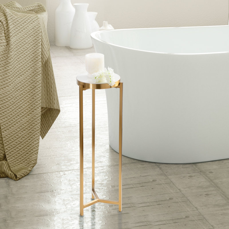 Table de bout Eveland Stone, Blanc, Or