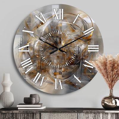 Horloge murale à encre liquide grise et or gris