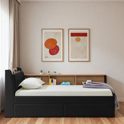 Multi-Functional Daybed With Storage Headboard, Wireless Charging, 2 Storage Drawers And Led Lights by Ivy Bronx