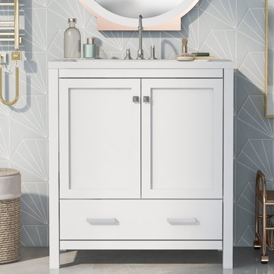 30.02'' Single Bathroom Vanity with Ceramic Top