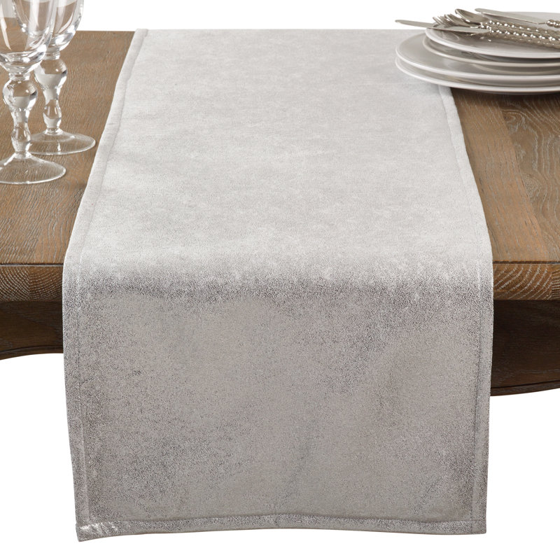 Alejandre Shimmering Evening Dinner Party Event Table Runner, Silver, 90" x 15"