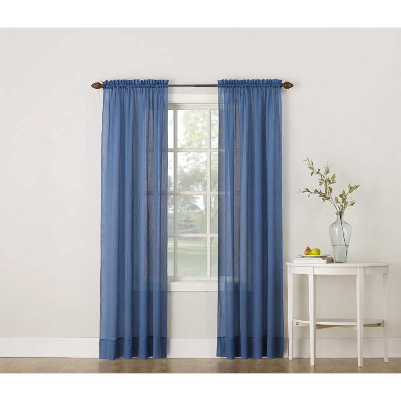 Panneau de rideau diaphane avec passe-tringle Maxon, Bleu, l 51 po x L 95 po