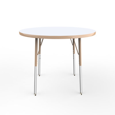 Round Dry-Erase Activity Table with Adjustable Legs - White/Black