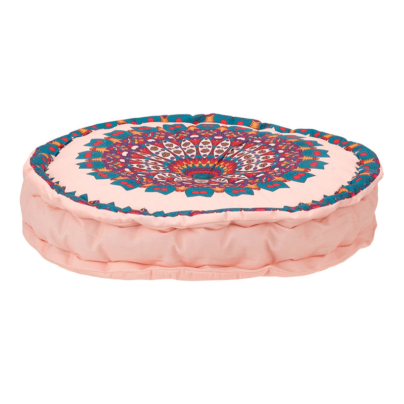 Round Bohemian Tatami Seat Cushion, Navy/Beige