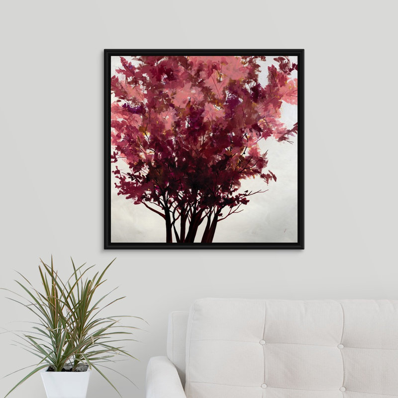 « chaleureux reach », peinture sur toile, H 25,7 po x l 25,7 po x p 1,75 po, Cadre flottant noir