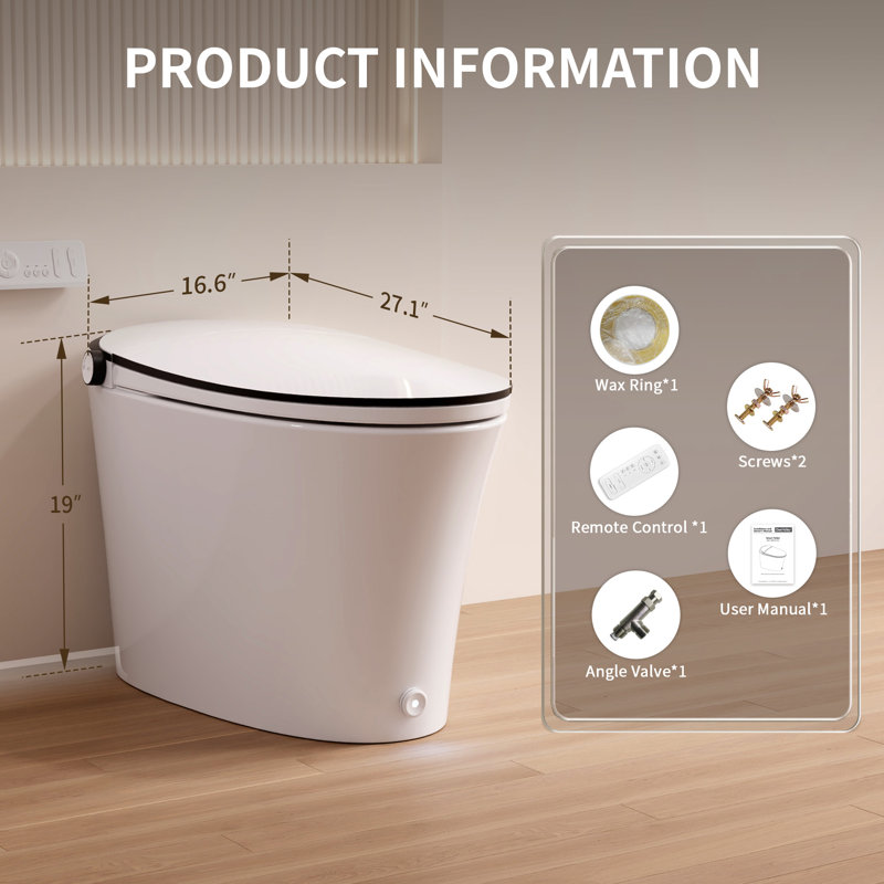 Bidet de toilette allongé DeerValley ADA, 12", Blanc
