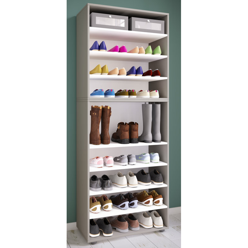 Lona 27 Pair Shoe Rack, Grey/Brown/Blue