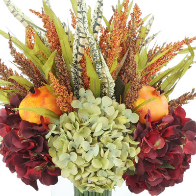 Fall Arrangement with Hydrangeas and Thistle