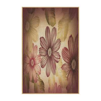 Tapis floral en laine brun