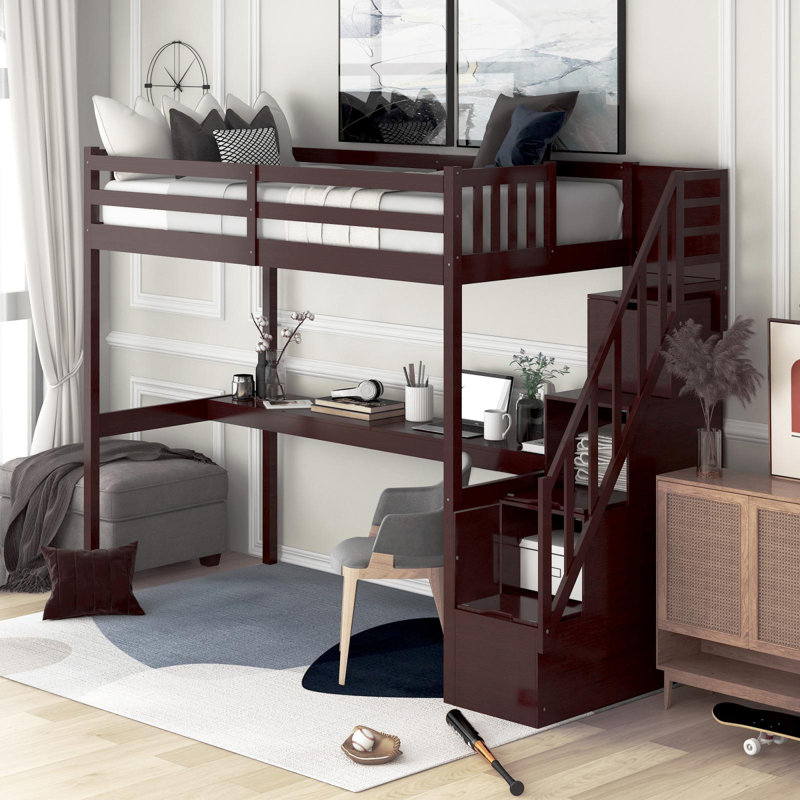 Dunsford Kids Twin Loft Bed, Espresso