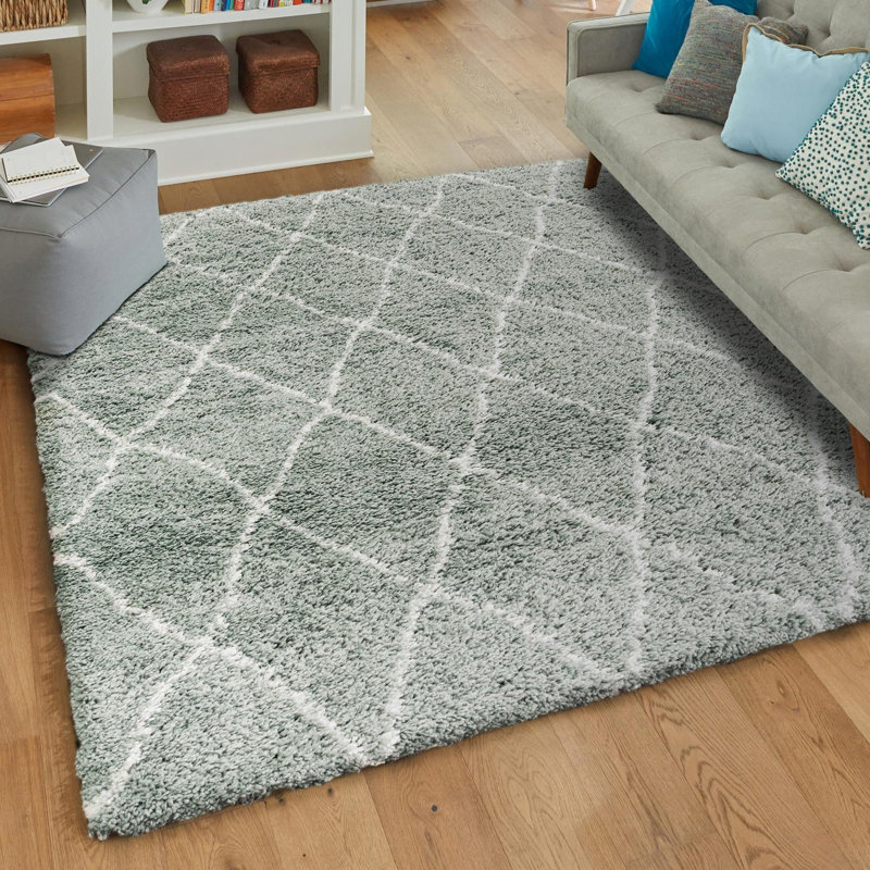 Graecie Runner Geometric Machine Made 2'7" x 12' Polypropylene Area Rug in Ivory/Gray, Square 7'10"