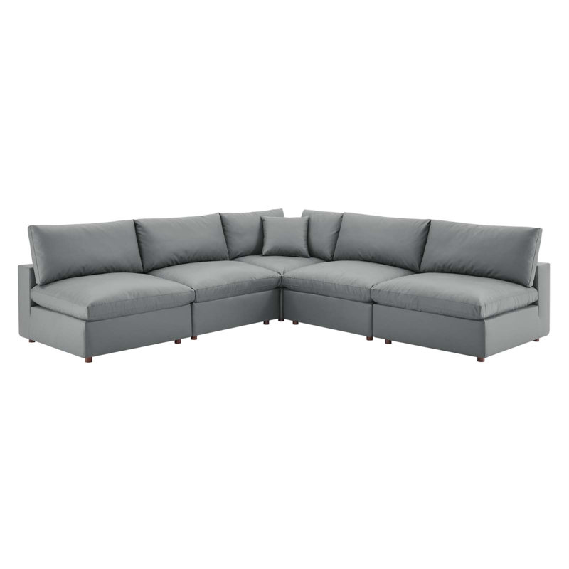 Canapé modulaire 5 pièces Modway Commix, Similicuir gris