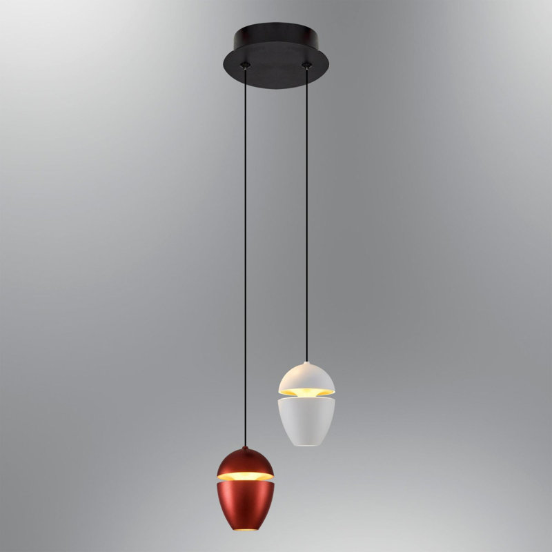 Lustre élégant Cassen avec capuchon en verre opale, 15 cm de diamètre x 47,2 pouces de hauteur | Corps en métal, douille DEL 21 W, 3 000 K, 2 100 lumens | Élégant design blanc et brun, assemblé | Parfait pour la salle à manger et les espaces de vie