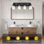 Éclairage pour meuble-lavabo (4 lumières), (3000K / 3500K / 4500K / 5000K / 6000K, à intensité variable), luminaire de salle de bain à DEL de protection des yeux, applique murale moderne sur miroir avec abat-jour en verre transparent-1416025829
