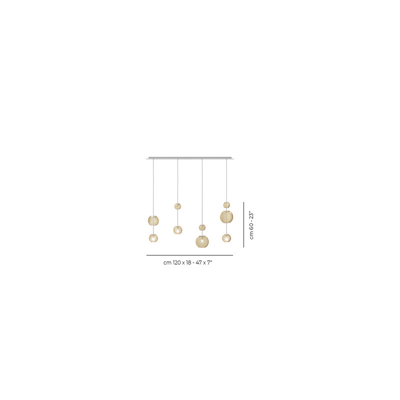 Oto Suspension Lin Smoky Striped Mirrored Steel G9 Ul, Amber, Mirrored Steel