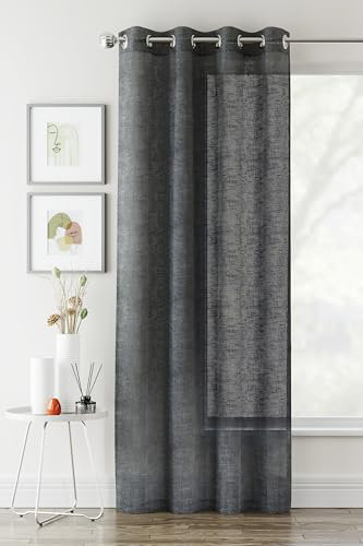 Rojean Sheer Curtain, 55cm W x 90cm L, Charcoal