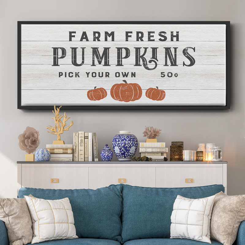 Farm Fresh Pumpkins - Toile encadrée, H 20 po x l 50 po