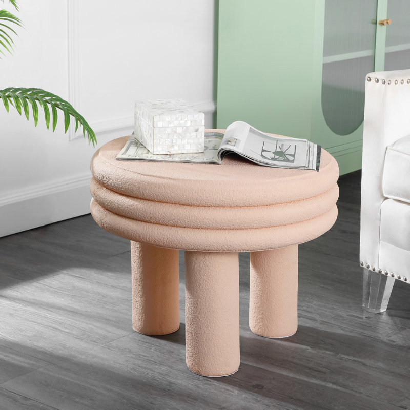 Inderpreet Contemporary Minimalist Curvy High Indoor/Outdoor Accent Table, Pink Frosted, 17.75" H x 21.75" W x 21.75" D