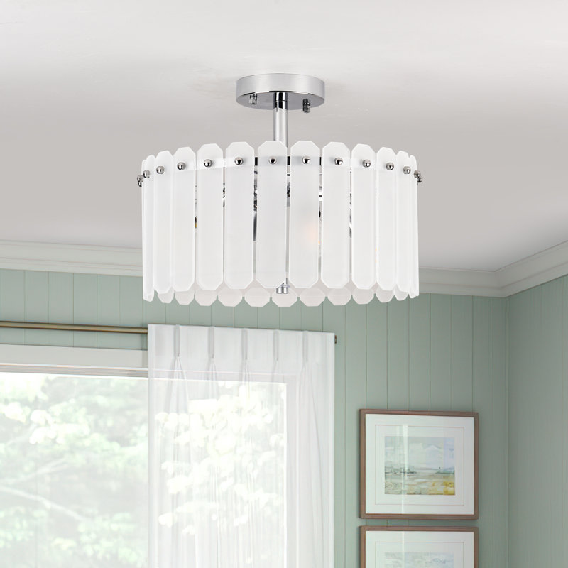 4-Light Modern Semi Flush Mount Ceiling Lamp, White Frosted Acrylic Shade