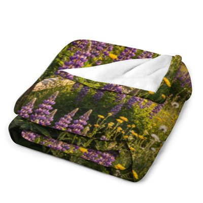 Jeté en flanelle de luxe Lupins Wildflowers