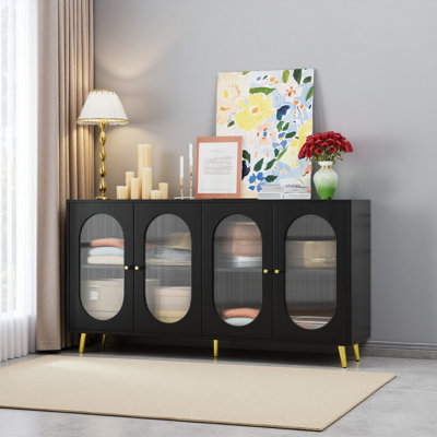 Storage Console Table with Cabinet,with Acrylic Doors