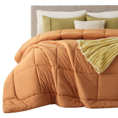 Bedsure Oversized King Box-Stitch Down Alternative Duvet Insert – Burnt Orange , All-Season Comforter