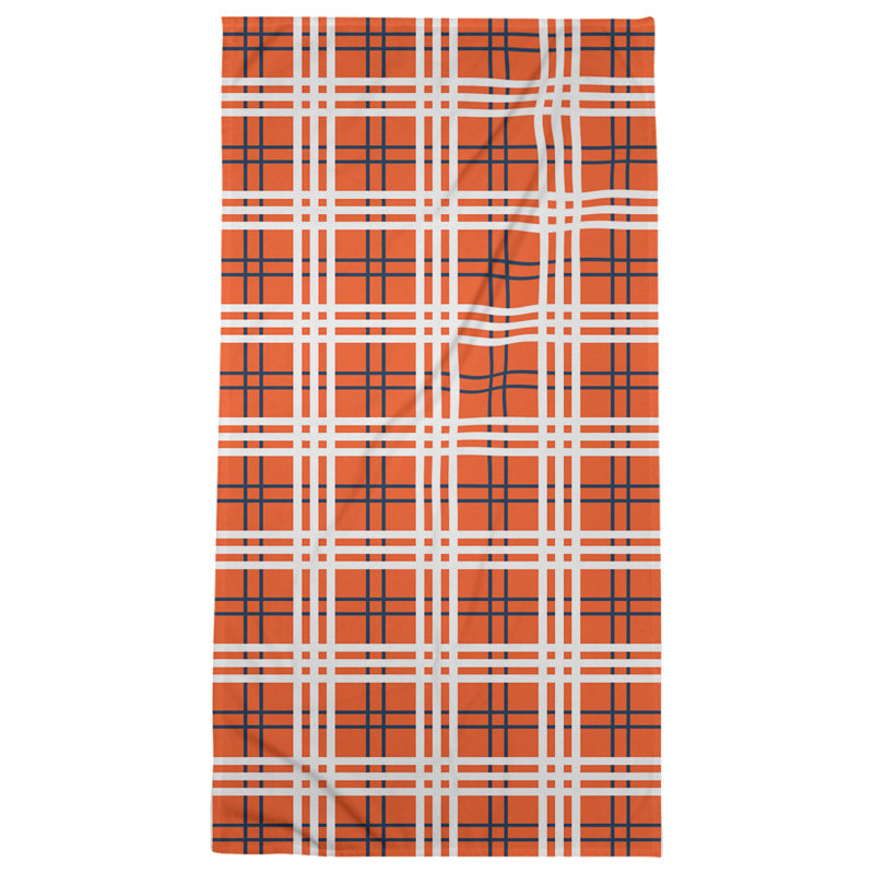 Serviette de plage de luxe Denver, Orange / bleu / blanc, Mélange polyester-coton
