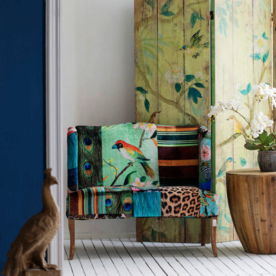 Modern Style Sofa For Indoor, Vibrant Bird Collage Print Settee, A Stunning And Exotic Addition To Any Home Interior, Ideal For Various Living Spaces
