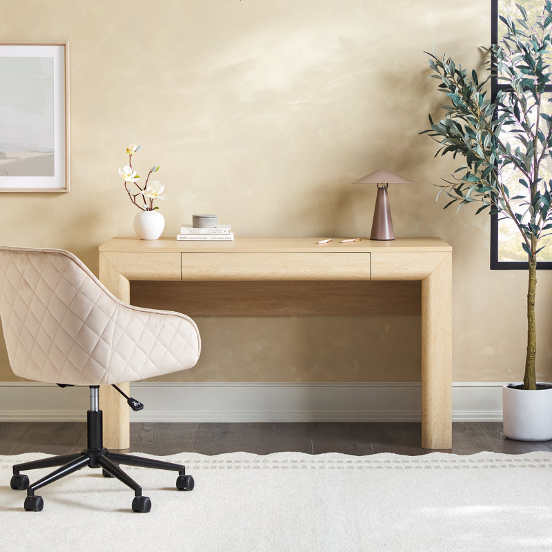 Cottrell Modern Waterfall Writing Desk, Light Ash