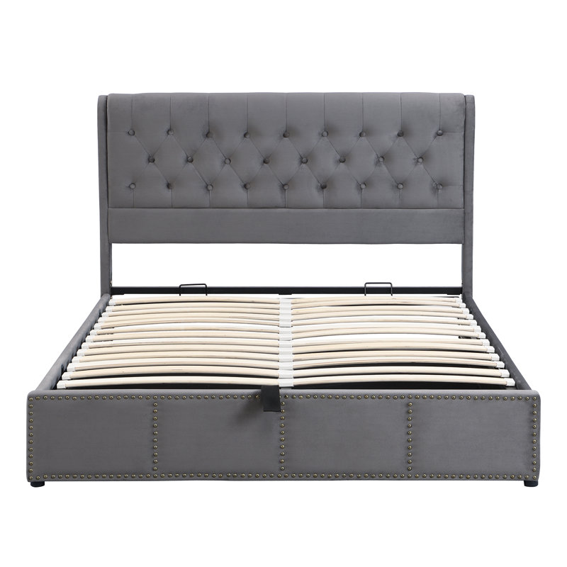 Mobus Upholstered Ottoman Bed, Super King (6'), Grey, Velvet