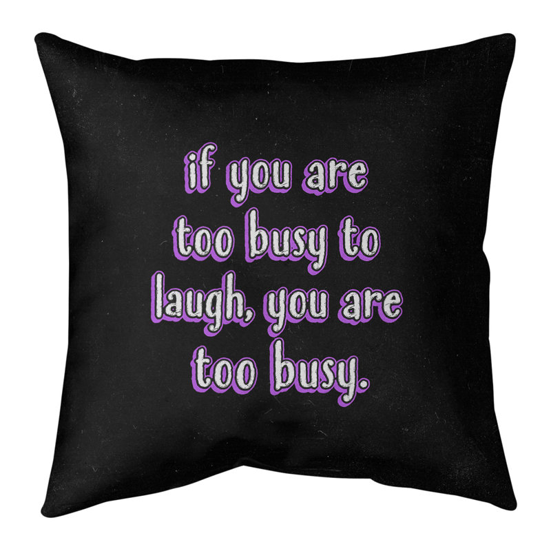 Coussin «Make Time For Laughter», 14 po x 14 po, Mauve, Housse de coussin seulement - sans insert